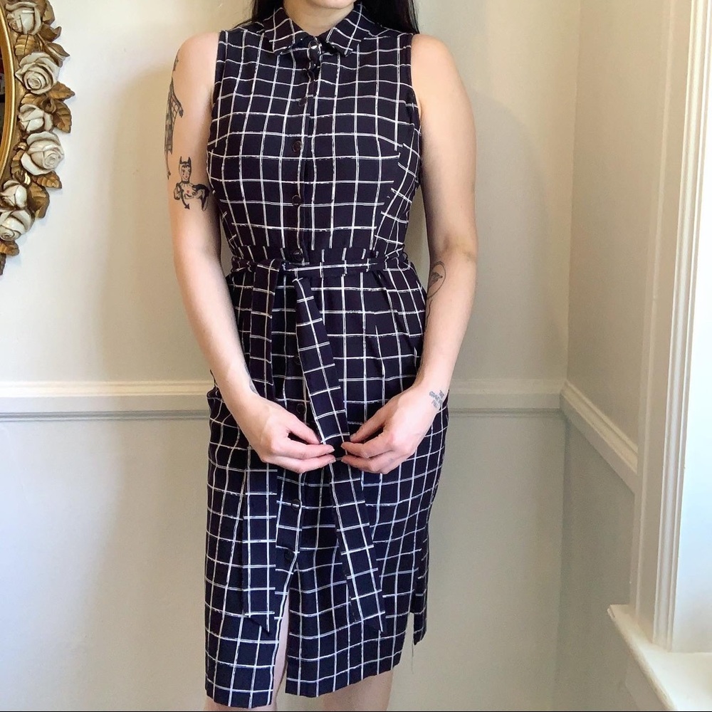 Betsey Johnson navy windowpane print dress!